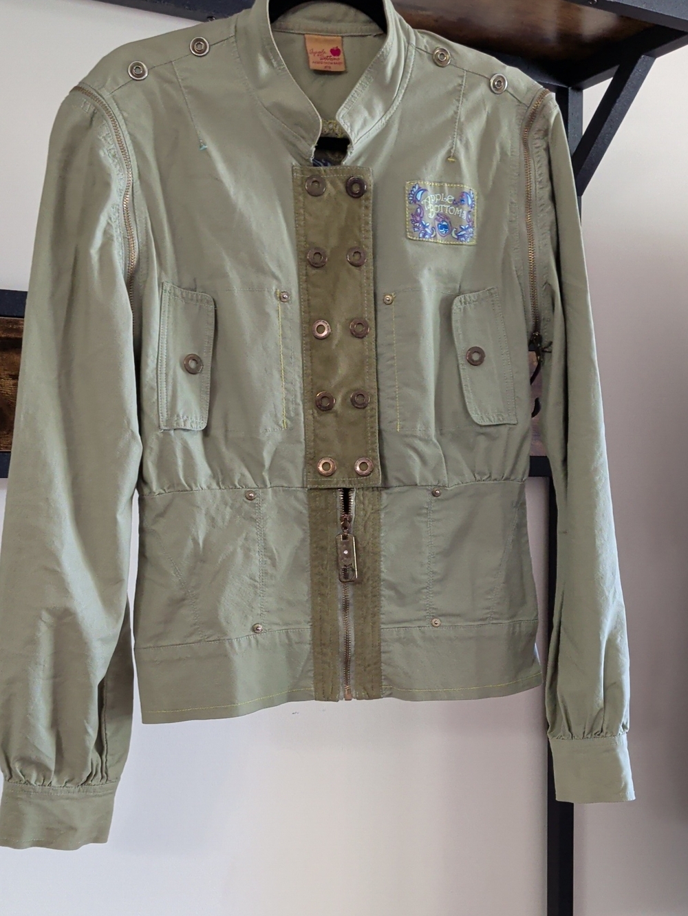 Apple Bottoms Light Olive Utility Jacket with Double-Button Placket